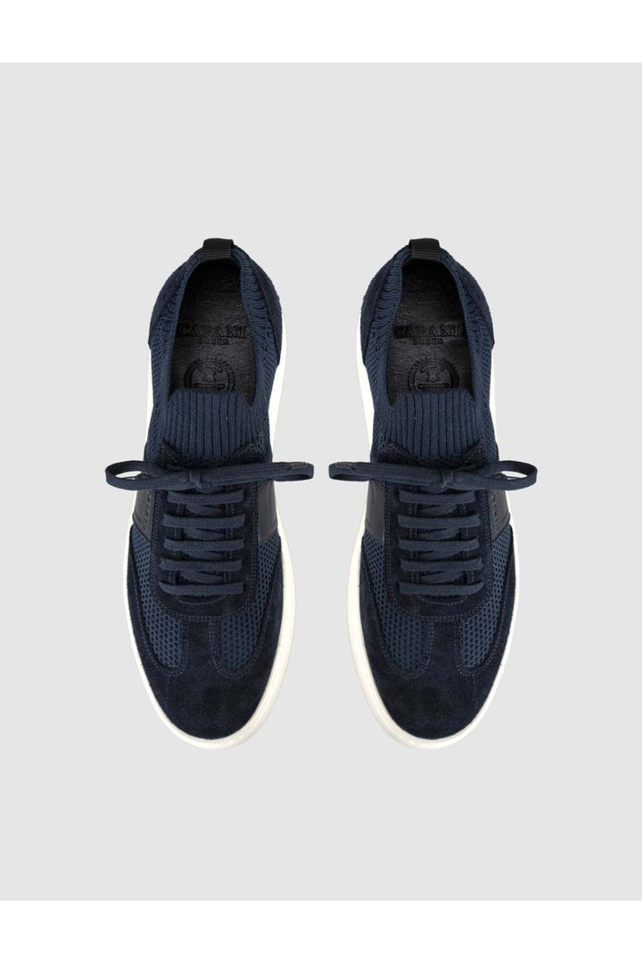 Cabani Shoes Bleu marine Baskets pour hommes avec détails en tricot - Bleu marine