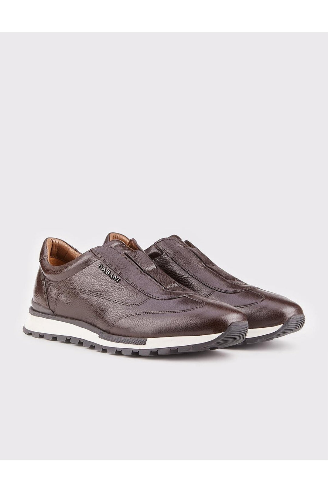 Cabani Shoes Baskets sportives en cuir véritable marron pour homme - Marron