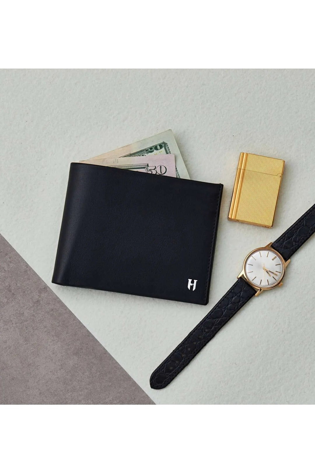 helmbrook Portefeuille en cuir véritable pour homme, design spécial, protégé RFID, Tanner noir. - si̇yah
