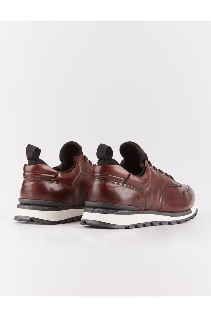 Cabani Shoes Chaussures de sport pour hommes en cuir véritable marron à lacets - Marron