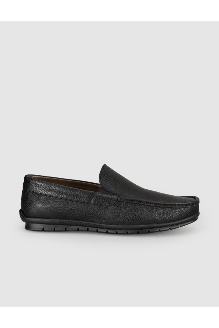 Cabani Shoes Chaussures Loafer pour homme en cuir véritable noir avec détails de couture. - Multicolore