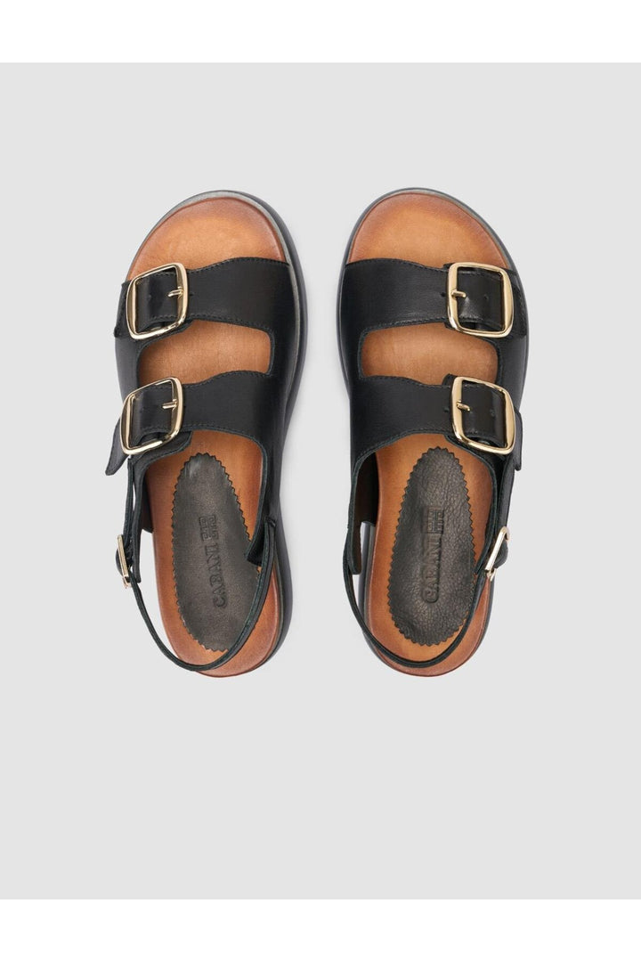 Cabani Shoes %100 Cuir véritable Sandales noires pour femmes - Multicolore