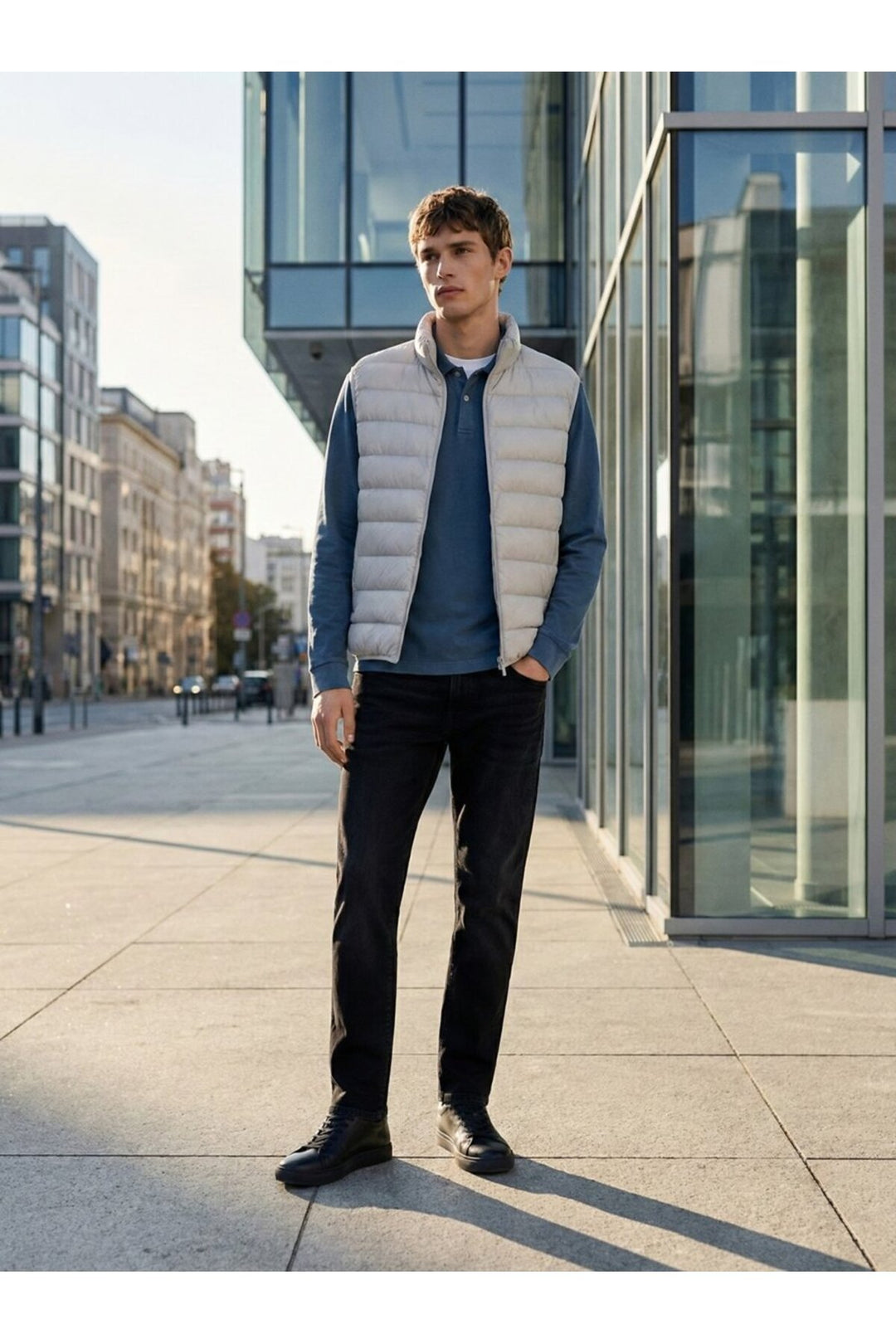 LTB Gilet gris gonflable zippé sans manches sur le devant