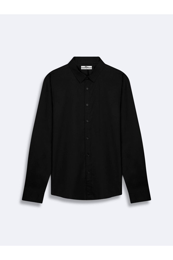 LTB Chemise basique noire à manches longues avec boutons - Noir