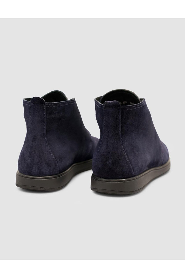 Cabani Shoes Bottines d'hiver pour hommes en cuir suédé véritable bleu marine à lacets. - Multicolore