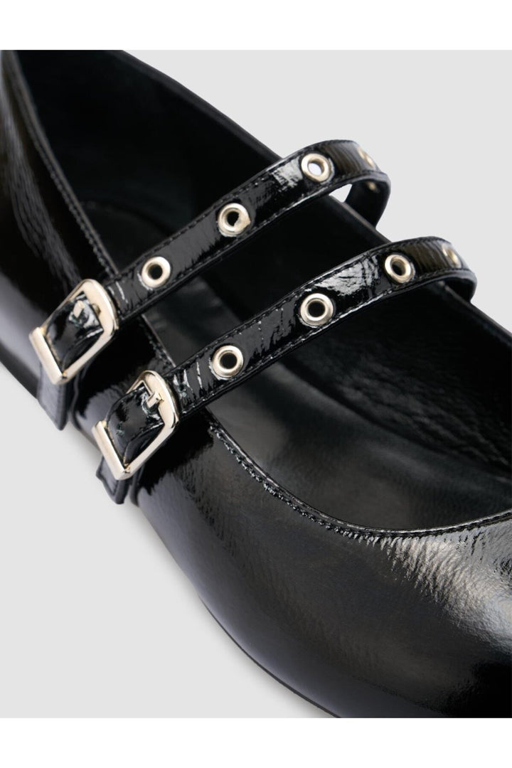 Cabani Shoes Ballerines femme en cuir véritable noir verni 100% - Multicolore