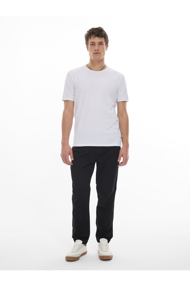 LTB Pantalon noir en gabardine à taille élastique