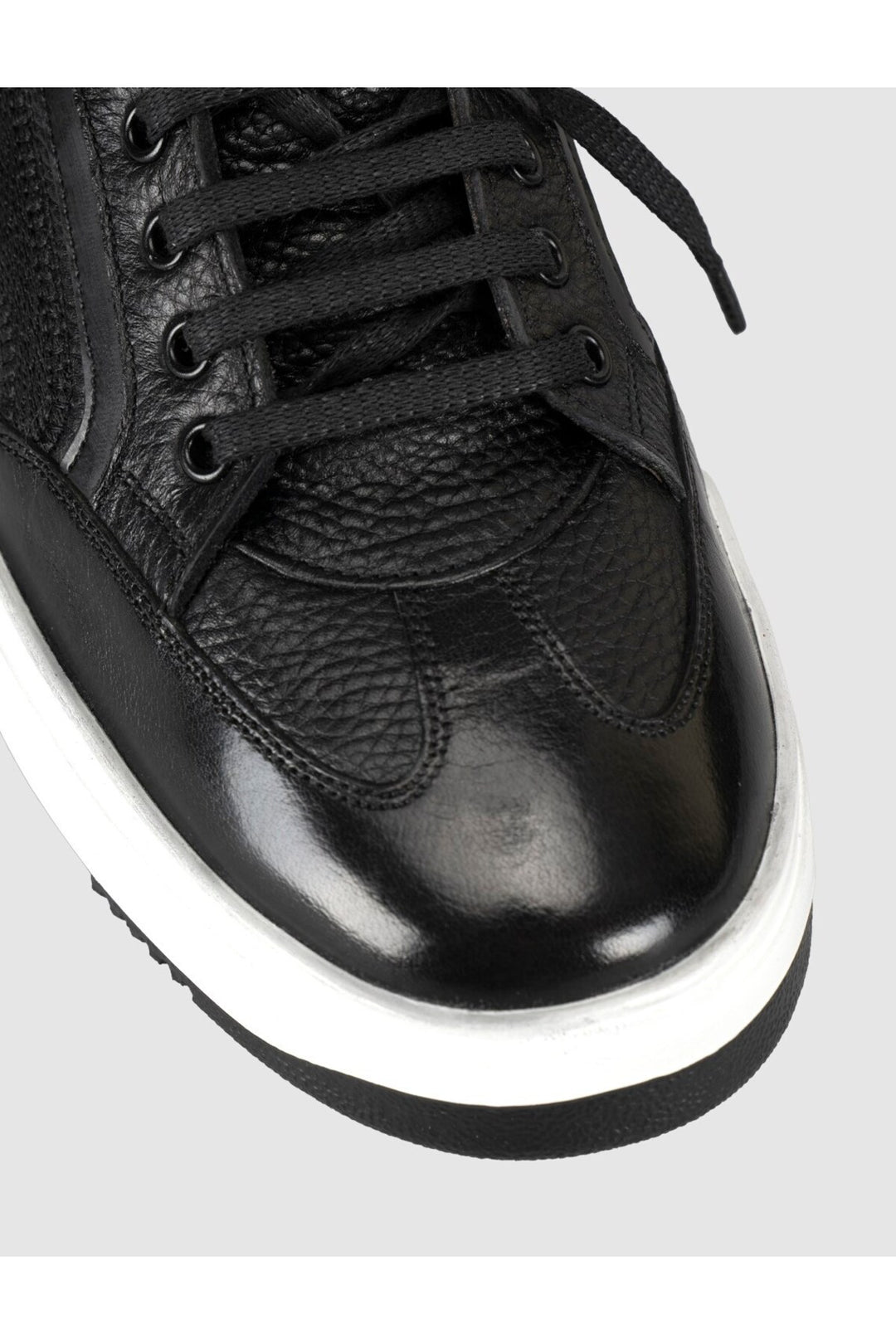 Cabani Shoes Baskets pour hommes en cuir noir premium - Multicolore