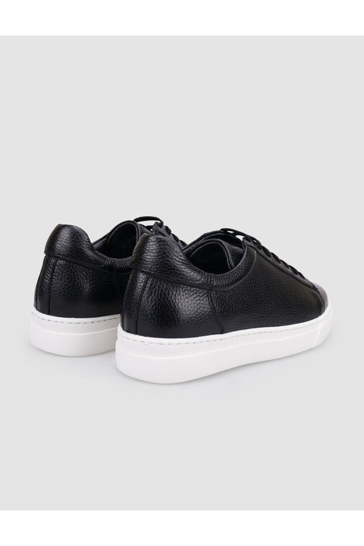 Cabani Shoes Chaussures de sport pour hommes en cuir véritable noir à lacets 100% - Noir