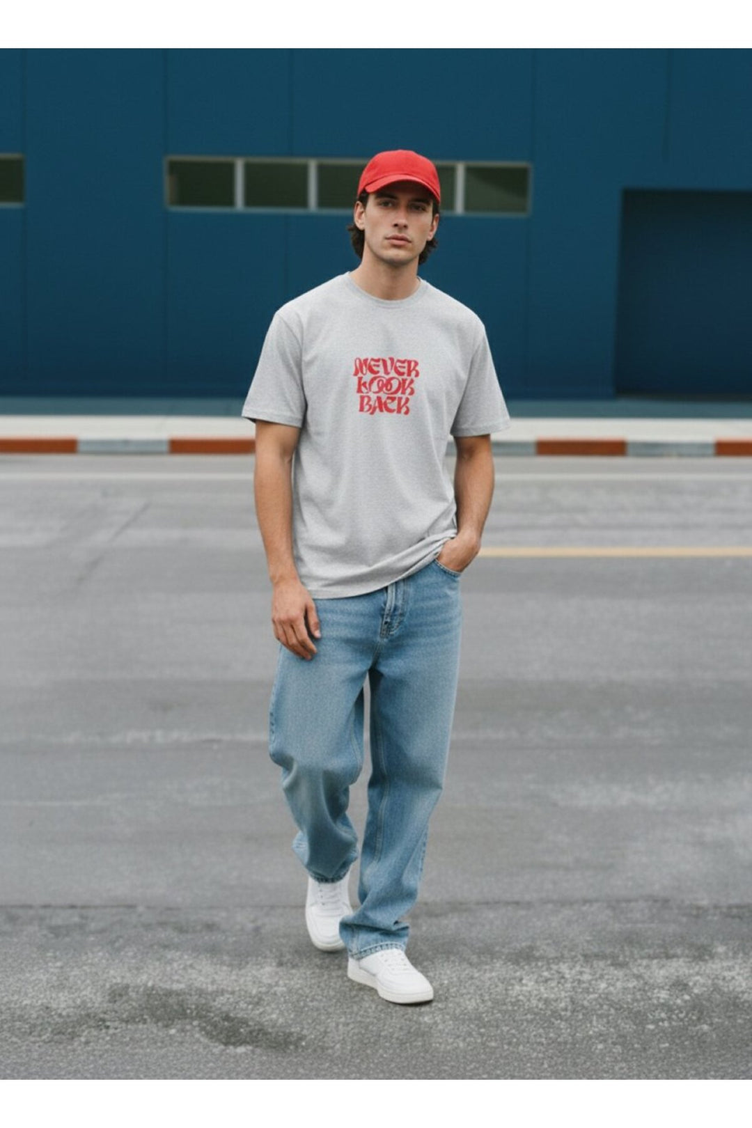 LTB T-shirt gris à slogan imprimé à col rond et manches courtes - Blanc