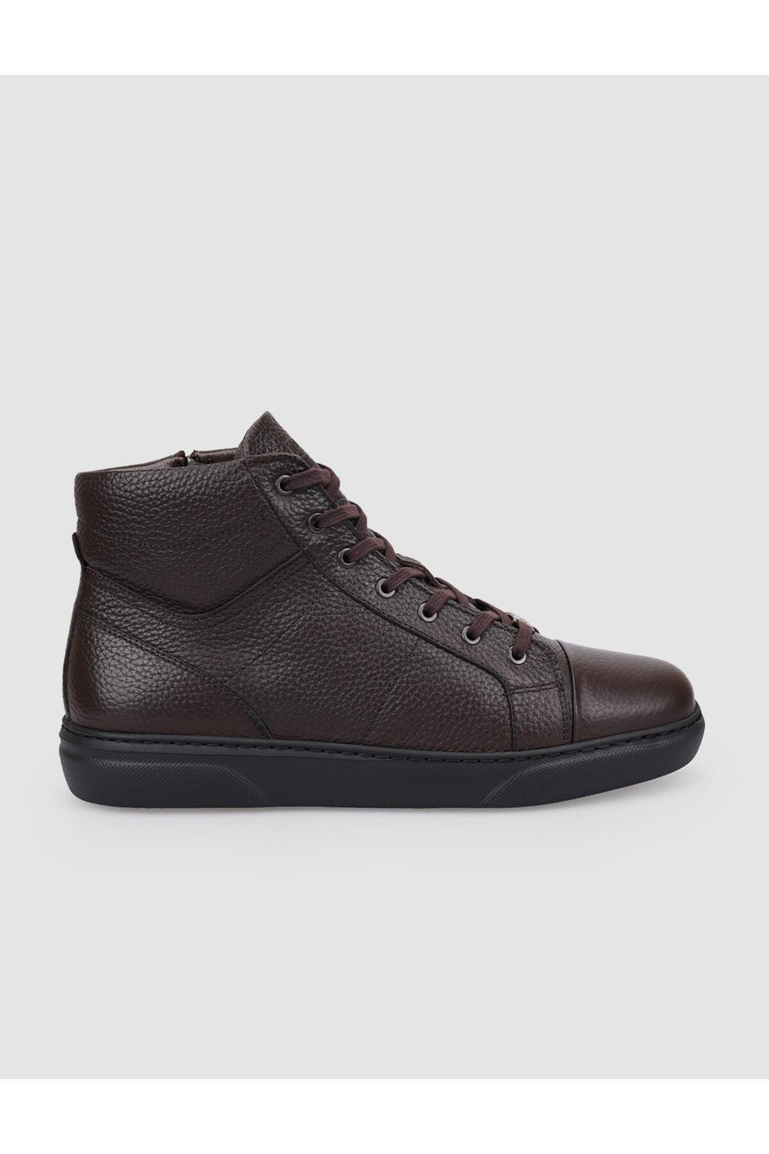Cabani Shoes Bottines pour hommes en cuir véritable 100% marron avec fourrure, à fermeture éclair et lacets. - Multicolore