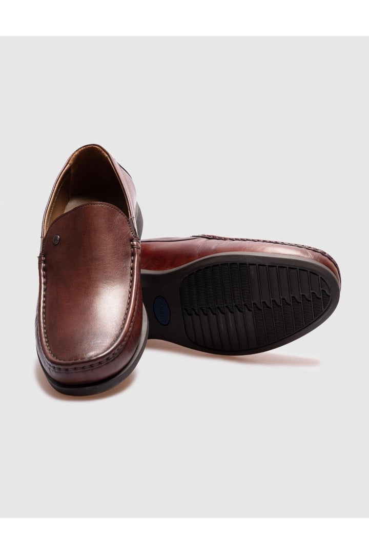 Cabani Shoes Chaussures décontractées pour hommes en cuir véritable marron avec détails de couture - Marron