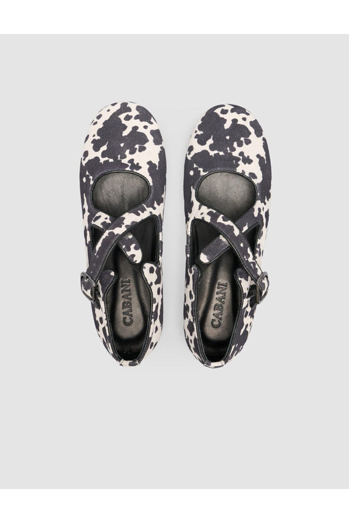 Cabani Shoes Ballerines pour femmes en cuir véritable 100% noir et blanc - Noir / Blanc