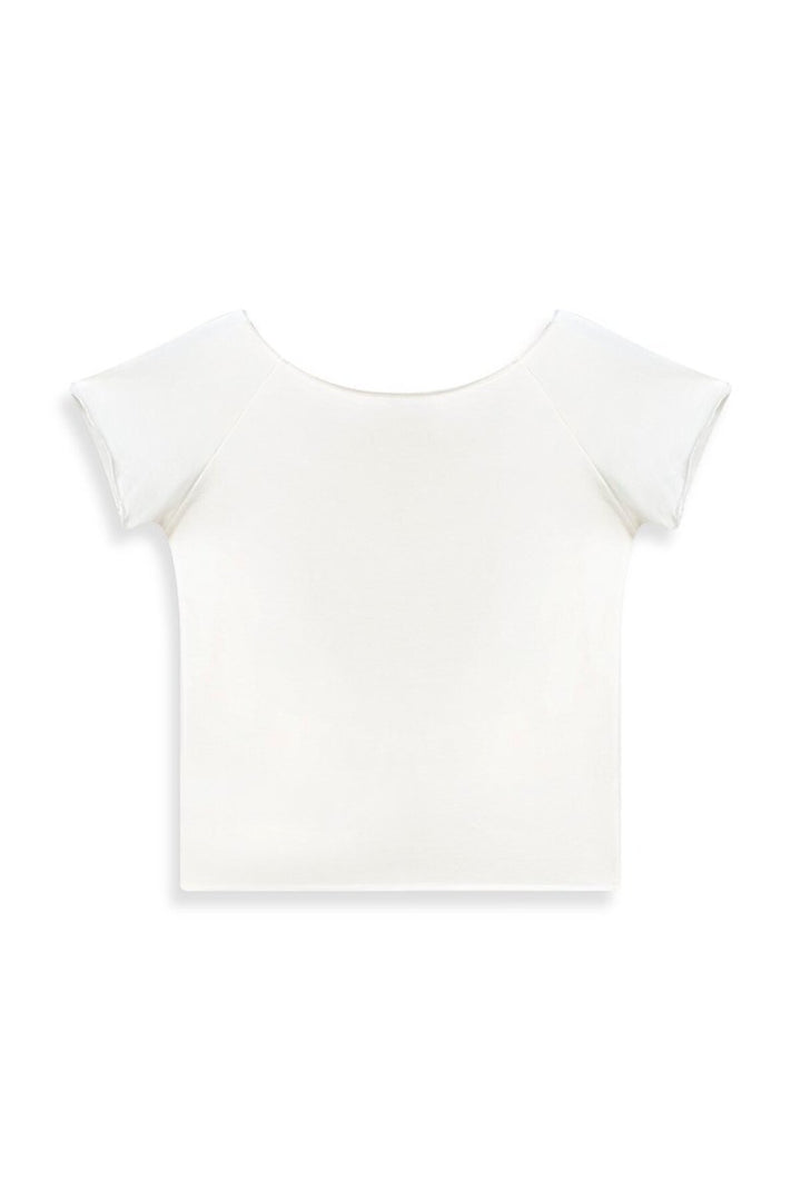 LTB Singlet blanc basique à manches courtes et col en V