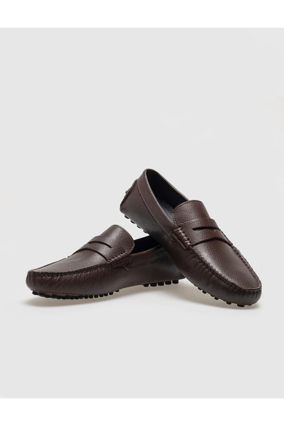 Cabani Shoes Mocassins pour hommes en cuir véritable avec ceinture marron - Multicolore