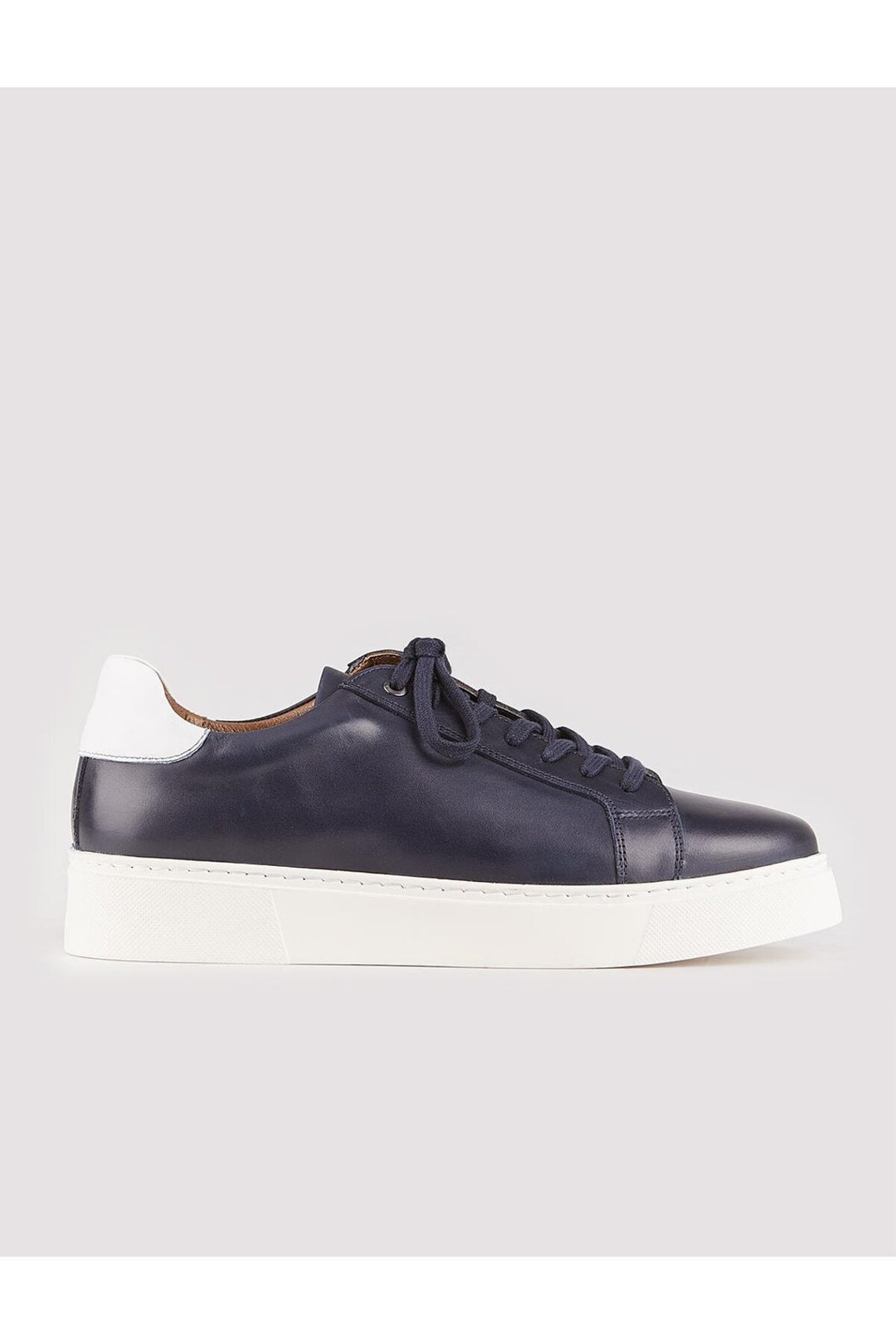 Cabani Shoes Chaussures de sport pour hommes en cuir véritable bleu marine à lacets avec détails de couture sur les côtés. - Bleu marine