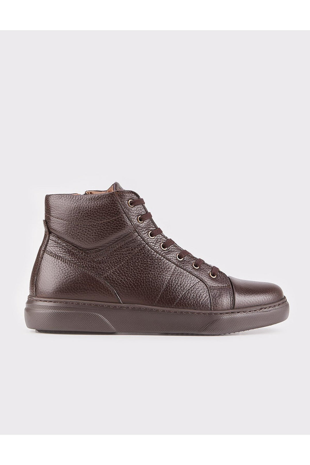 Cabani Shoes Bottines pour hommes en cuir véritable, à design sportif, marron, avec fermeture éclair. - Marron