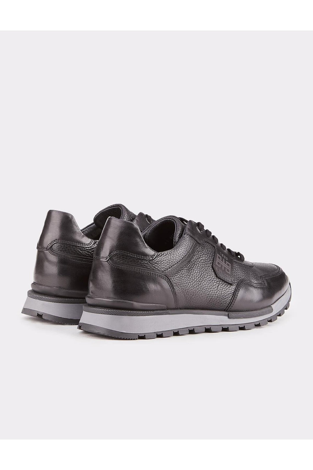 Cabani Shoes Chaussures de sport en cuir véritable noir à lacets pour homme, design spécial. - Noir
