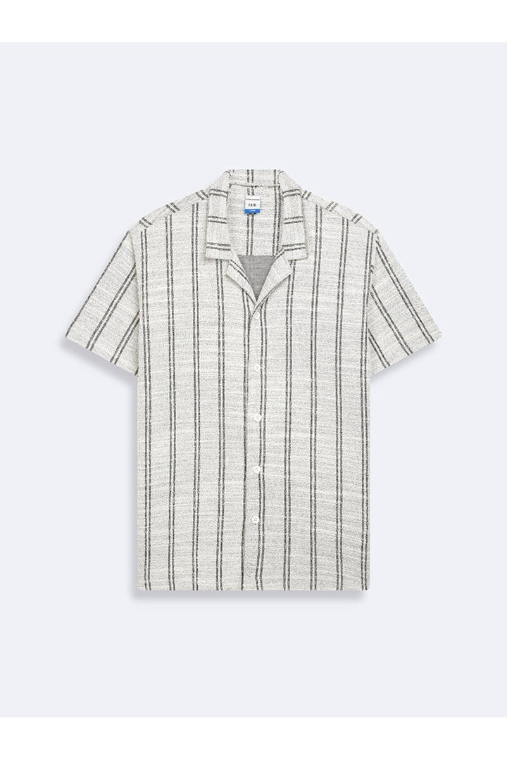 LTB Chemise blanche à rayures cubaines en jacquard - Blanc