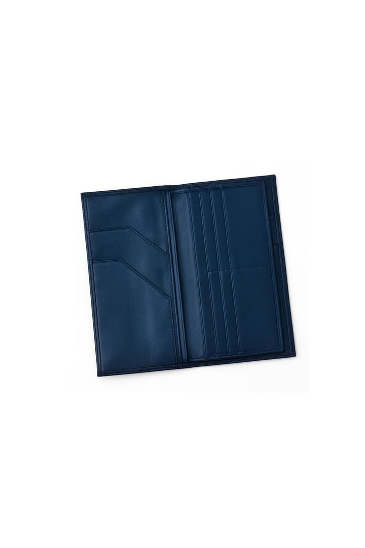 Helmbrook Portefeuille de voyage Tripp en cuir véritable Marine Bleu Homme Design personnalisé Multi-Baie Rfid Protégé