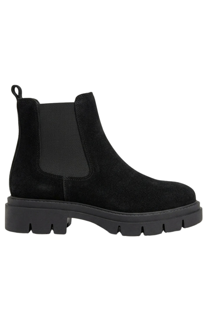 Wavelys BRUNO Bottes élégantes en cuir suédé véritable pour femmes à élastique - Noir