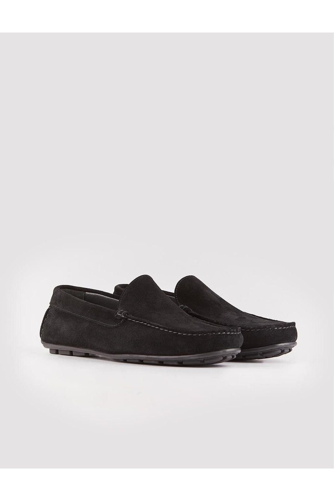 Cabani Shoes Chaussures Loafer pour hommes en suède noir sans lacets en cuir véritable - Noir