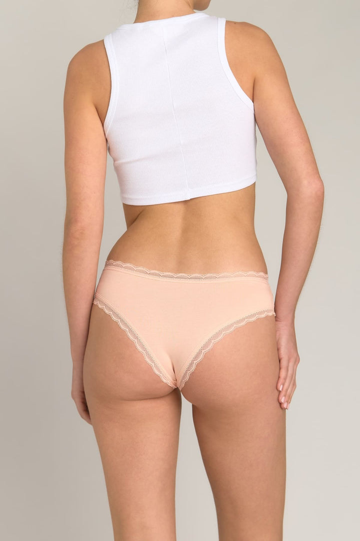 Lovely Things CHERIE Culotte Cheeky en Dentelle Mélange Modal - Saumon