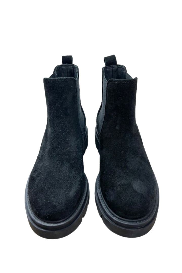 Wavelys BRUNO Bottes élégantes en cuir suédé véritable pour femmes à élastique - Noir