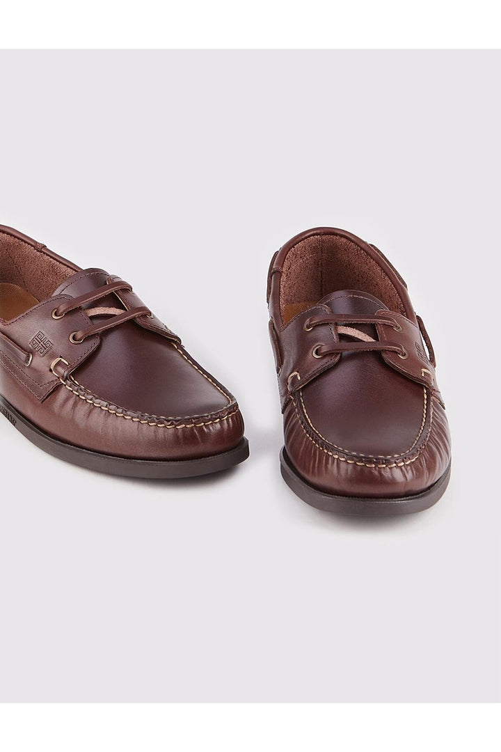 Cabani Shoes Chaussures de bateau pour hommes en cuir véritable à lacets marron Biella. - Marron