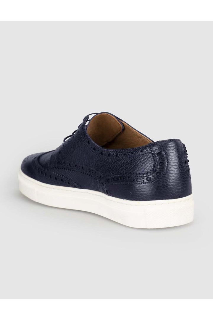 Cabani Shoes Bleu marine Cuir Véritable Chaussures Oxford pour Hommes - Bleu marine