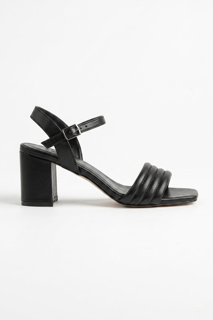 Wavelys PUFFY Sandales pour femmes en cuir élégantes et décontractées. - Noir