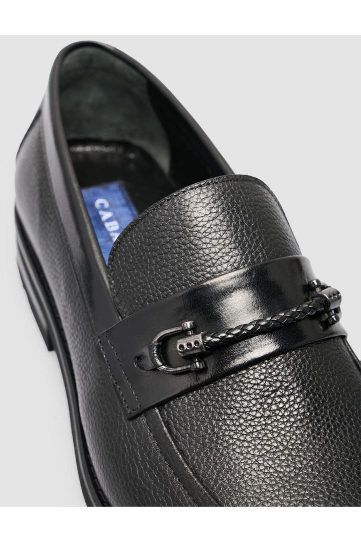 Cabani Shoes %100 Cuir véritable Mocassins pour hommes avec détail de boucle noire - Noir