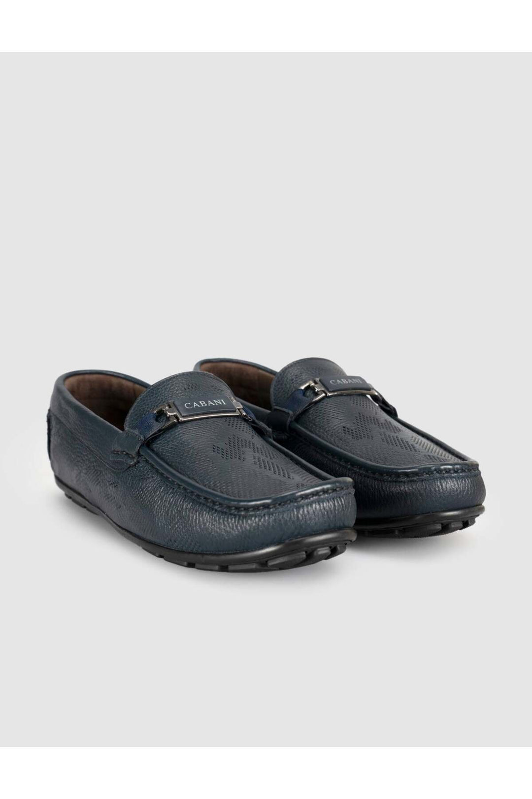 Cabani Shoes Mocassin conducteur pour homme en cuir bleu marine à motifs - Bleu marine