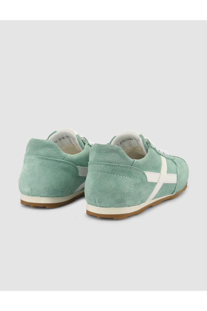 Cabani Shoes MonaMae Baskets femme en suède vert 100% cuir véritable à lacets - Vert