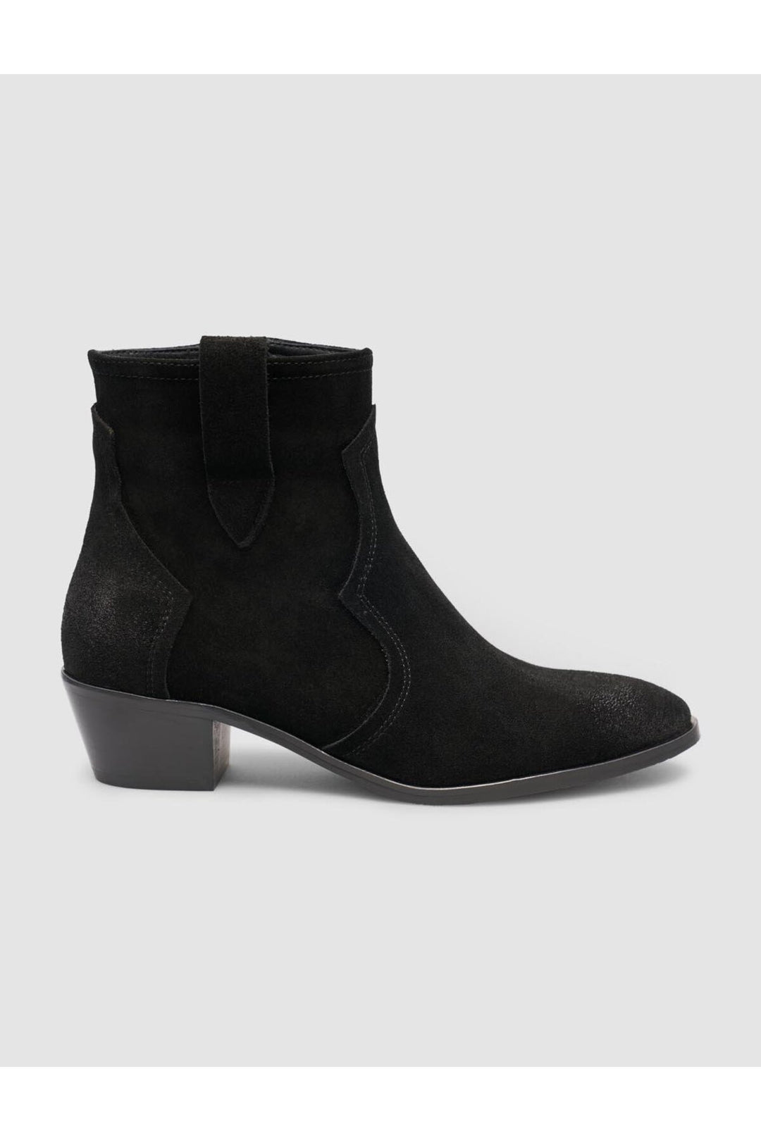 Cabani Shoes Bottines western pour femmes en cuir suédé noir à talon avec fermeture éclair - Multicolore