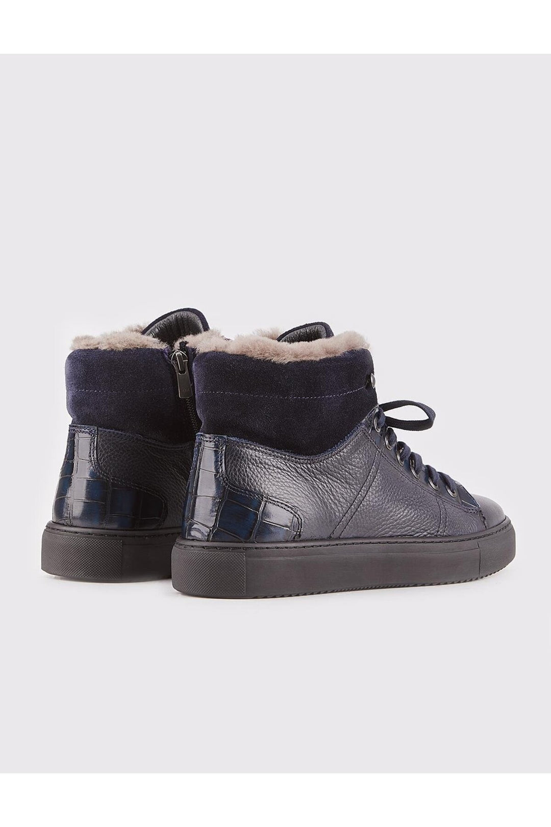Cabani Shoes Bottines quotidiennes pour hommes en cuir véritable bleu marine avec fourrure. - Bleu marine