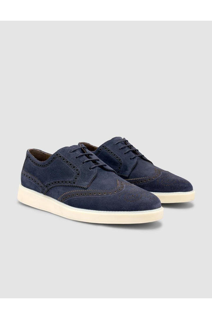 Cabani Shoes Chaussures de ville pour hommes en cuir suédé 100% véritable bleu marine - Bleu marine