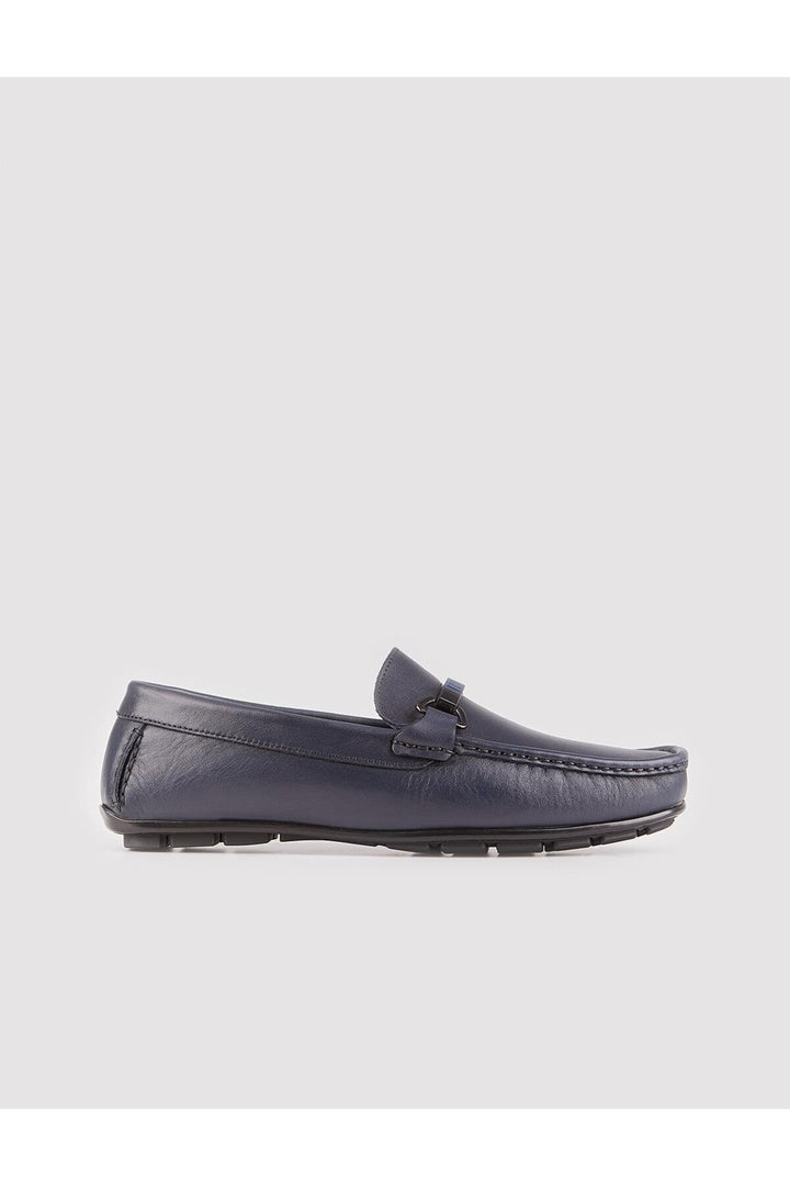 Cabani Shoes Chaussures Loafer pour homme en cuir véritable, design spécial, bleu marine. - Bleu marine