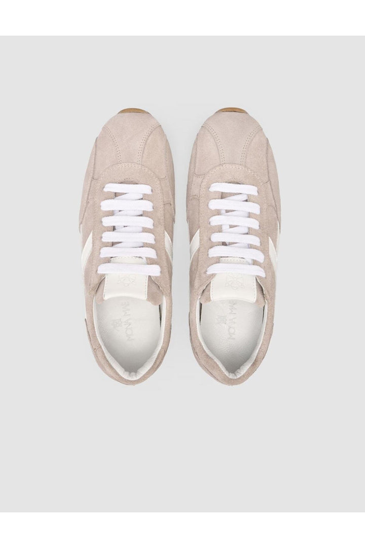 Cabani Shoes MonaMae 100% Cuir Véritable Beige Suédé Baskets Femme - Beige