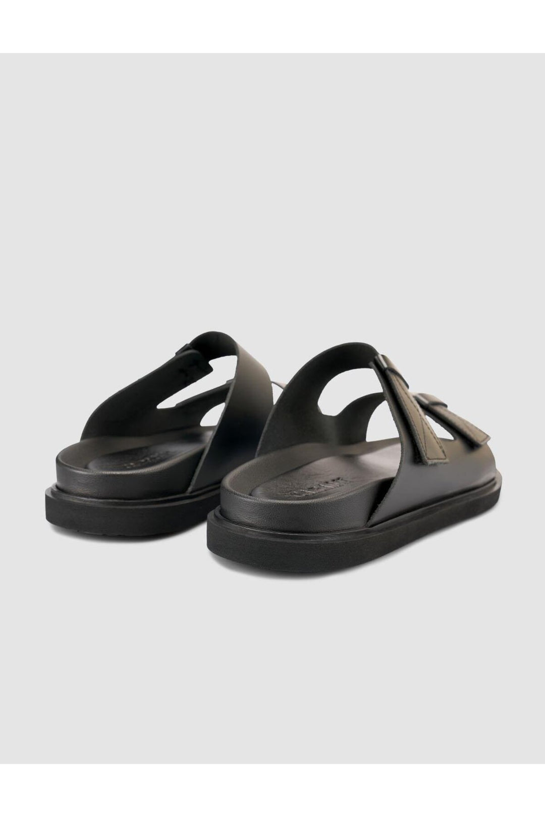 Cabani Shoes %100 Cuir véritable Sandales noires pour hommes à velcro - Noir