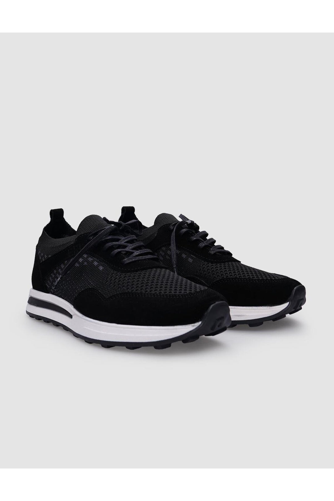 Cabani Shoes Chaussures de sport pour hommes en tricot noir avec lacets - Noir