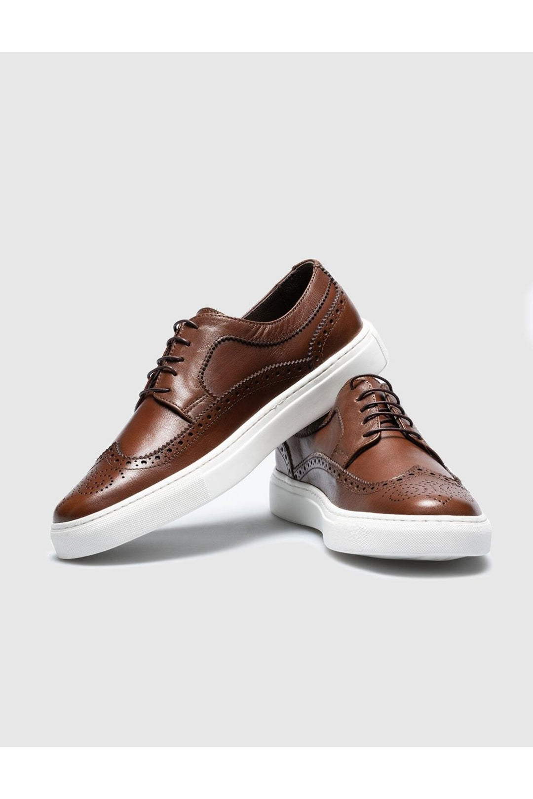 Cabani Shoes Chaussures de sport pour hommes en cuir véritable, couleur tabac, à lacets. - Tabac