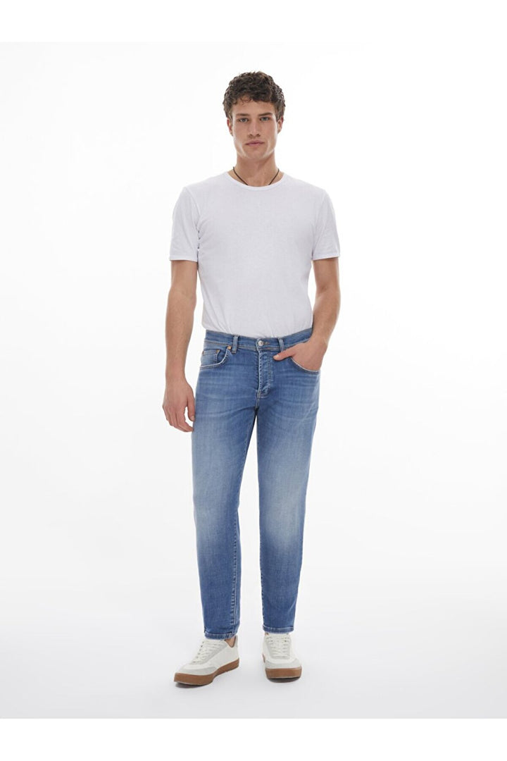 LTB Pantalon en jean à taille moyenne Lawrıe Y Narrow Leg - orta Bleu_55448