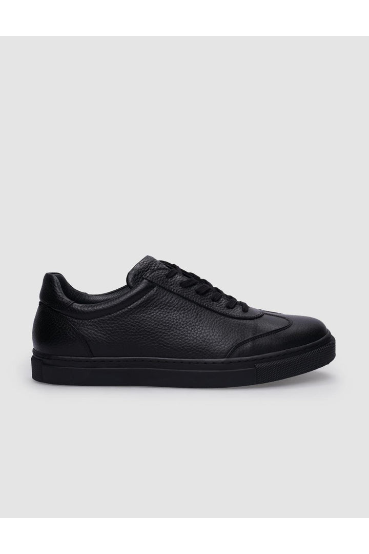 Cabani Shoes %100 Cuir véritable Baskets pour hommes noires à lacets - Noir