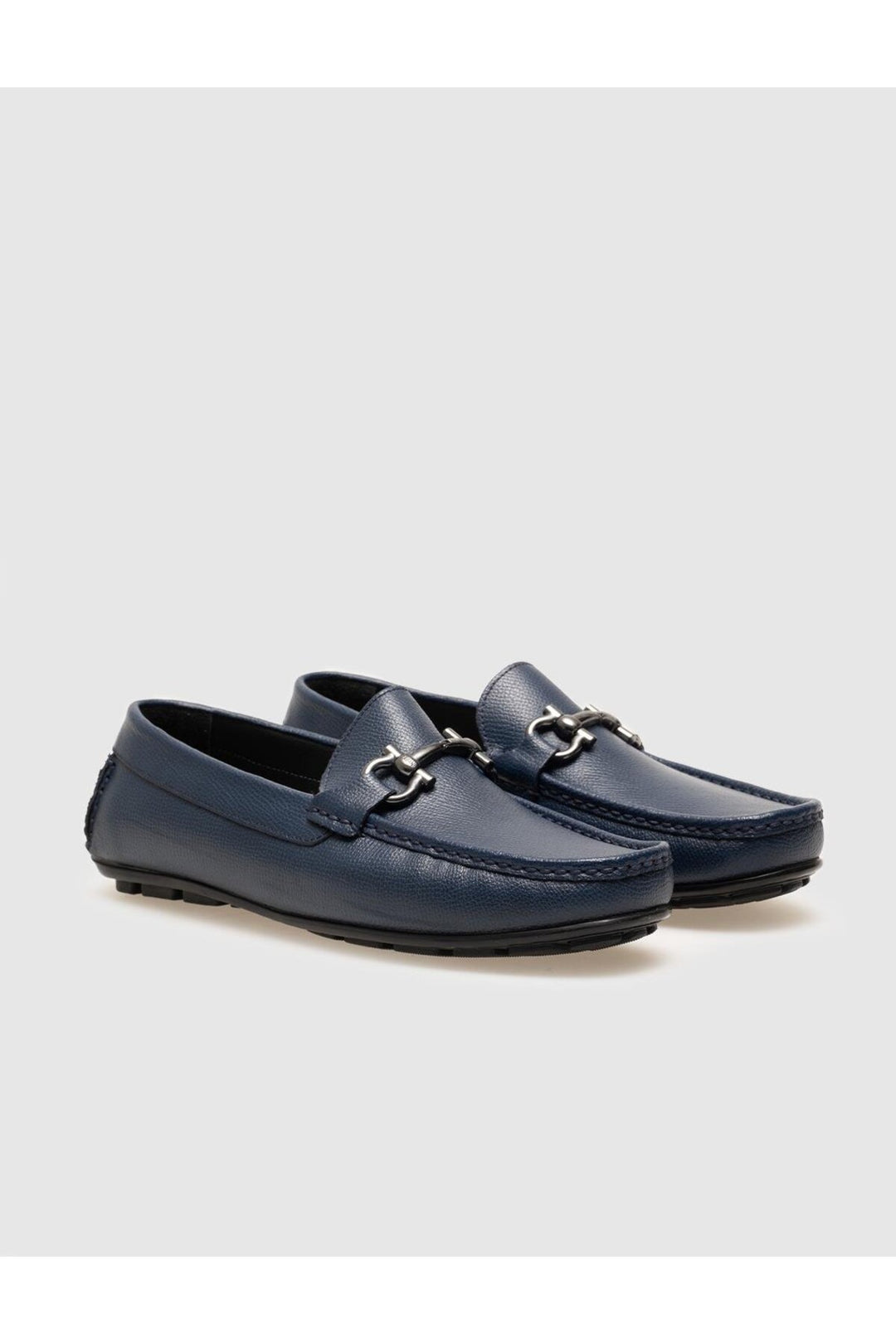 Cabani Shoes Chaussures Loafer pour Homme en Cuir Véritable Bleu marine avec Accessoires Métalliques - Bleu marine