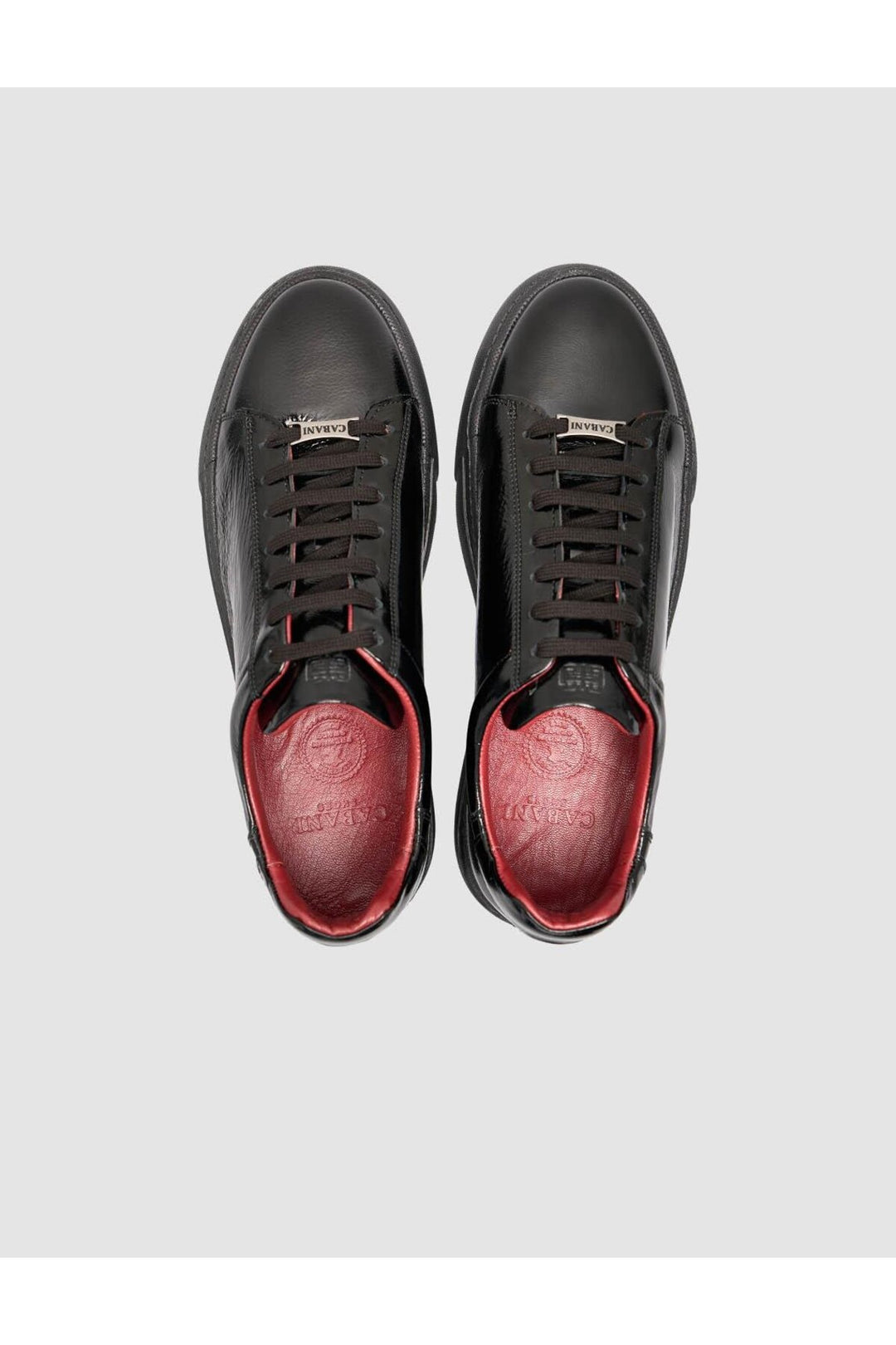 Cabani Shoes %100 Cuir verni souple noir à lacets pour homme chaussures de sport - Noir