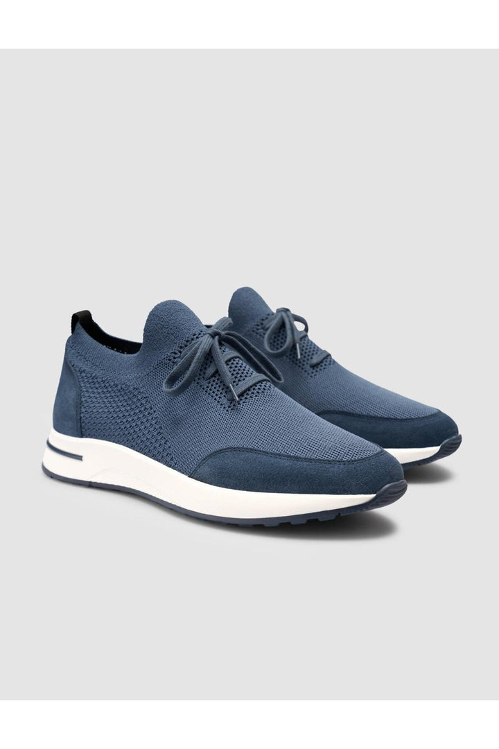 Cabani Shoes Chaussures de sport pour hommes en tricot bleu avec lacets - Bleu