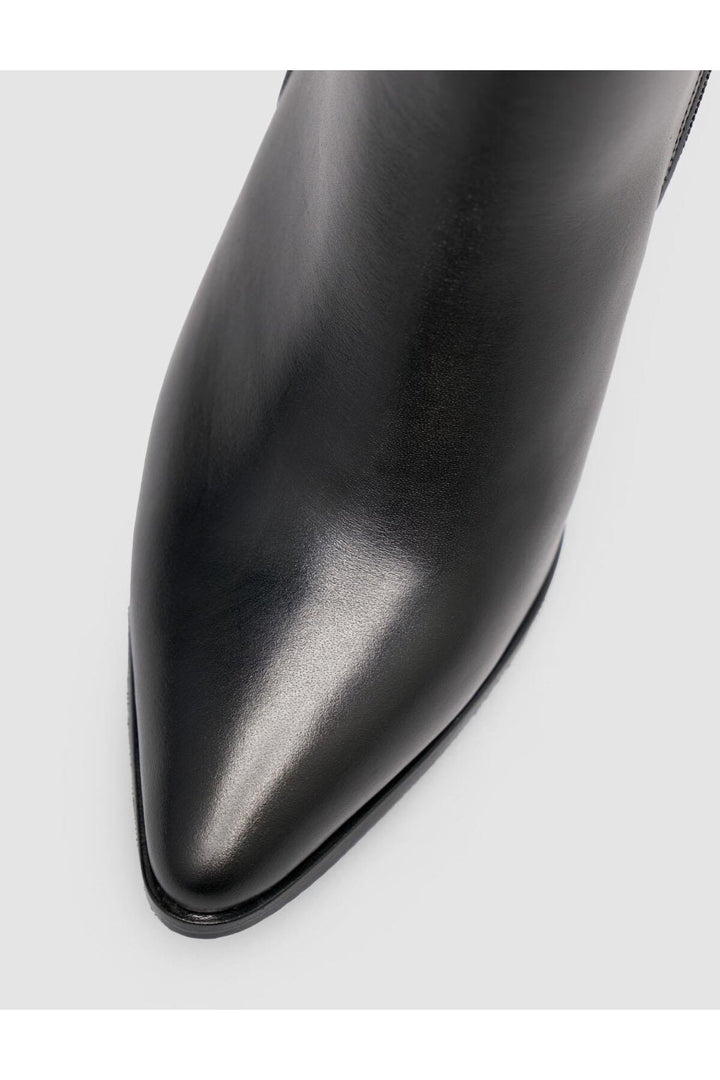 Cabani Shoes Bottines à talons pour femmes en cuir véritable, noires, à fermeture éclair. - Multicolore