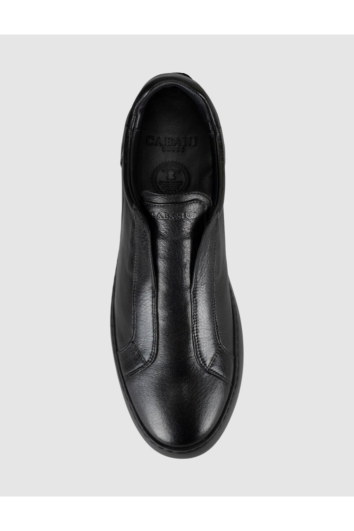 Cabani Shoes Baskets pour hommes en cuir véritable noir sans lacets - Multicolore