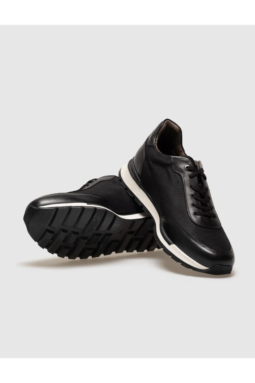 Cabani Shoes Chaussures de sport pour hommes en cuir véritable noires à lacets - Noir